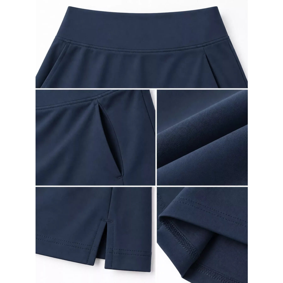 Full Size High-Waisted Athletic Skort with Side Pockets Plus Apparel and Accessories