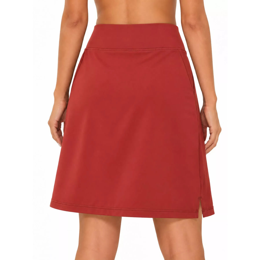 Full Size High-Waisted Athletic Skort with Side Pockets Plus Apparel and Accessories