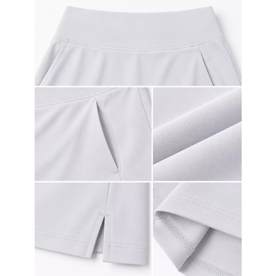 Full Size High-Waisted Athletic Skort with Side Pockets Plus Apparel and Accessories