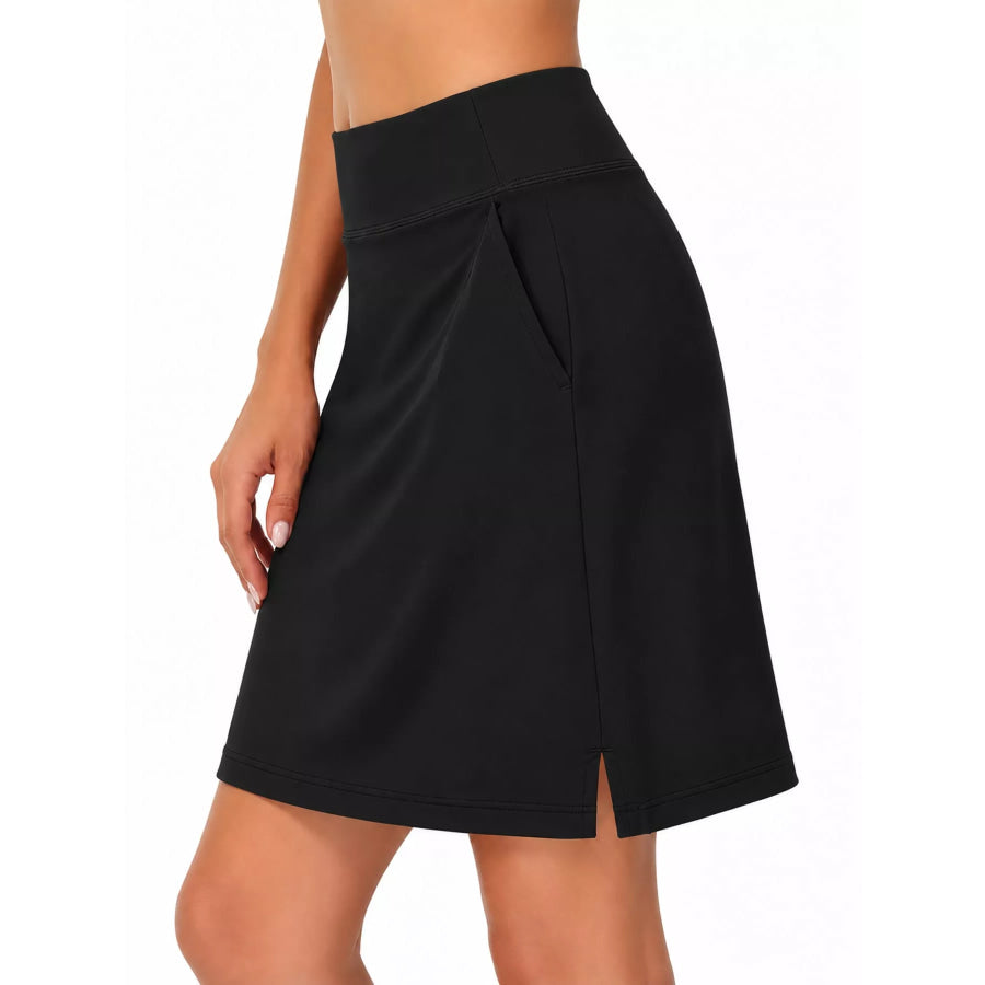 Full Size High-Waisted Athletic Skort with Side Pockets Plus Apparel and Accessories