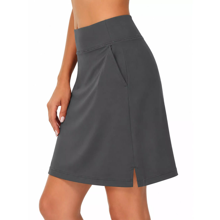 Full Size High-Waisted Athletic Skort with Side Pockets Plus Apparel and Accessories