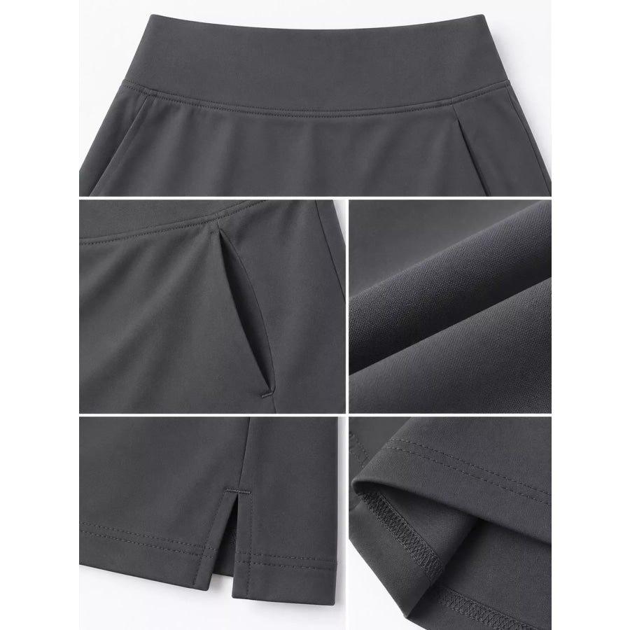Full Size High-Waisted Athletic Skort with Side Pockets Plus Apparel and Accessories