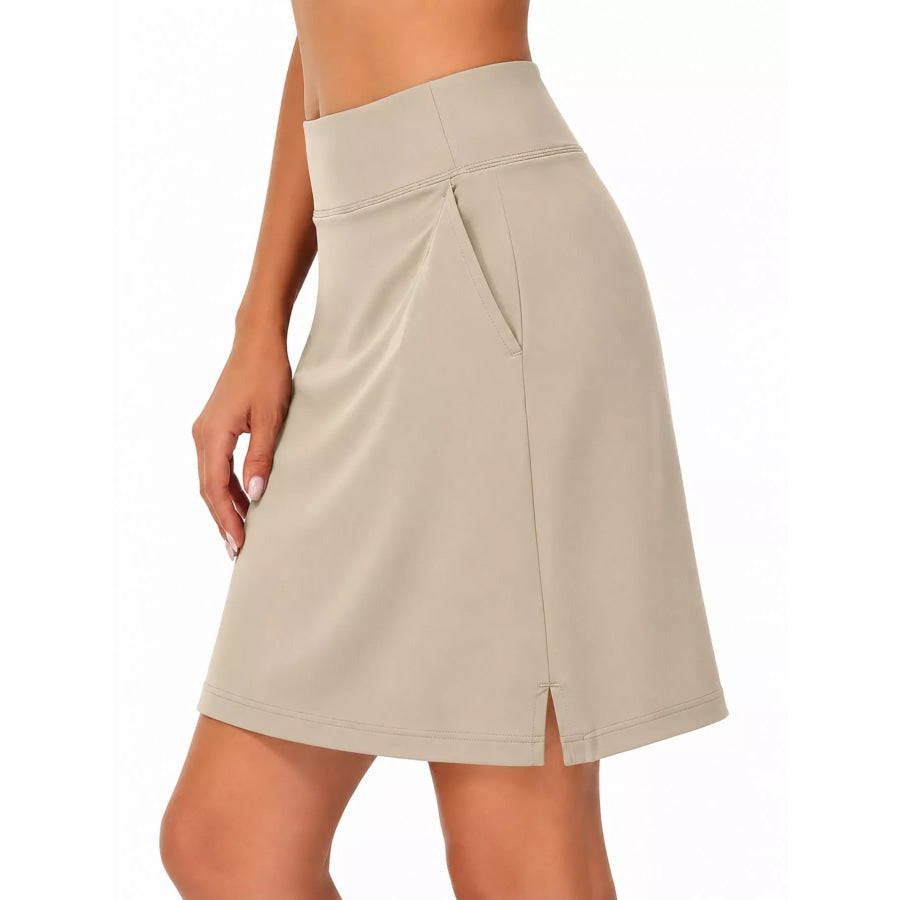 Full Size High-Waisted Athletic Skort with Side Pockets Plus Apparel and Accessories
