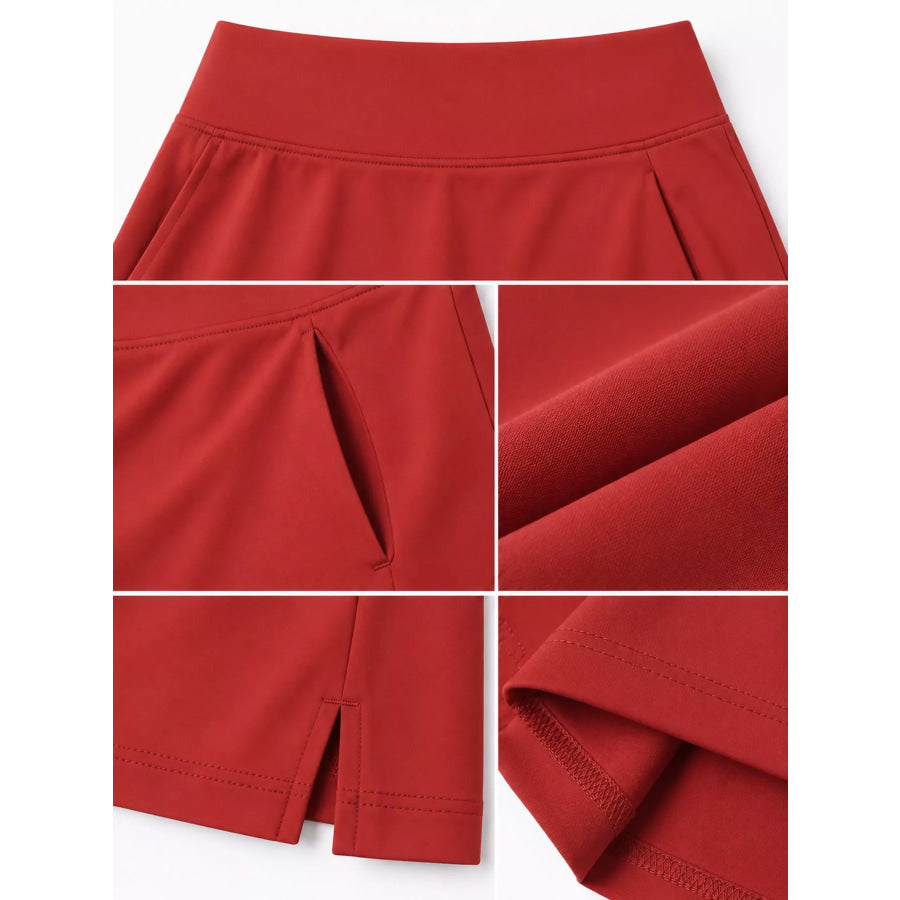 Full Size High-Waisted Athletic Skort with Side Pockets Plus Apparel and Accessories