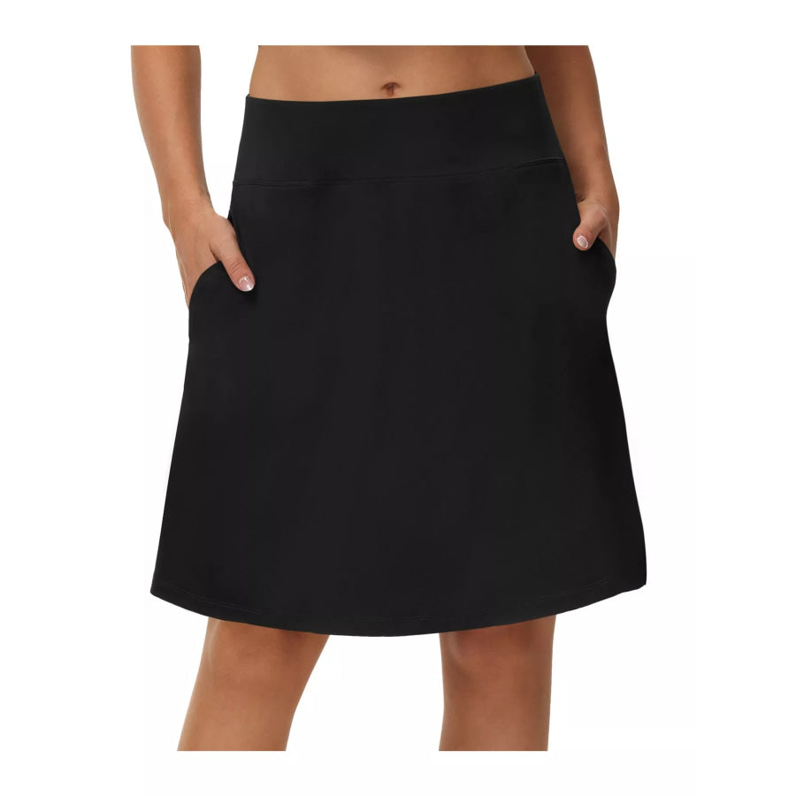 Full Size High-Waisted Athletic Skort with Side Pockets Plus Black / S Apparel and Accessories