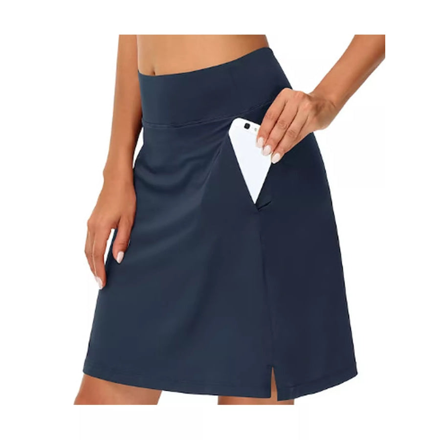 Full Size High-Waisted Athletic Skort with Side Pockets Plus Navy / S Apparel and Accessories