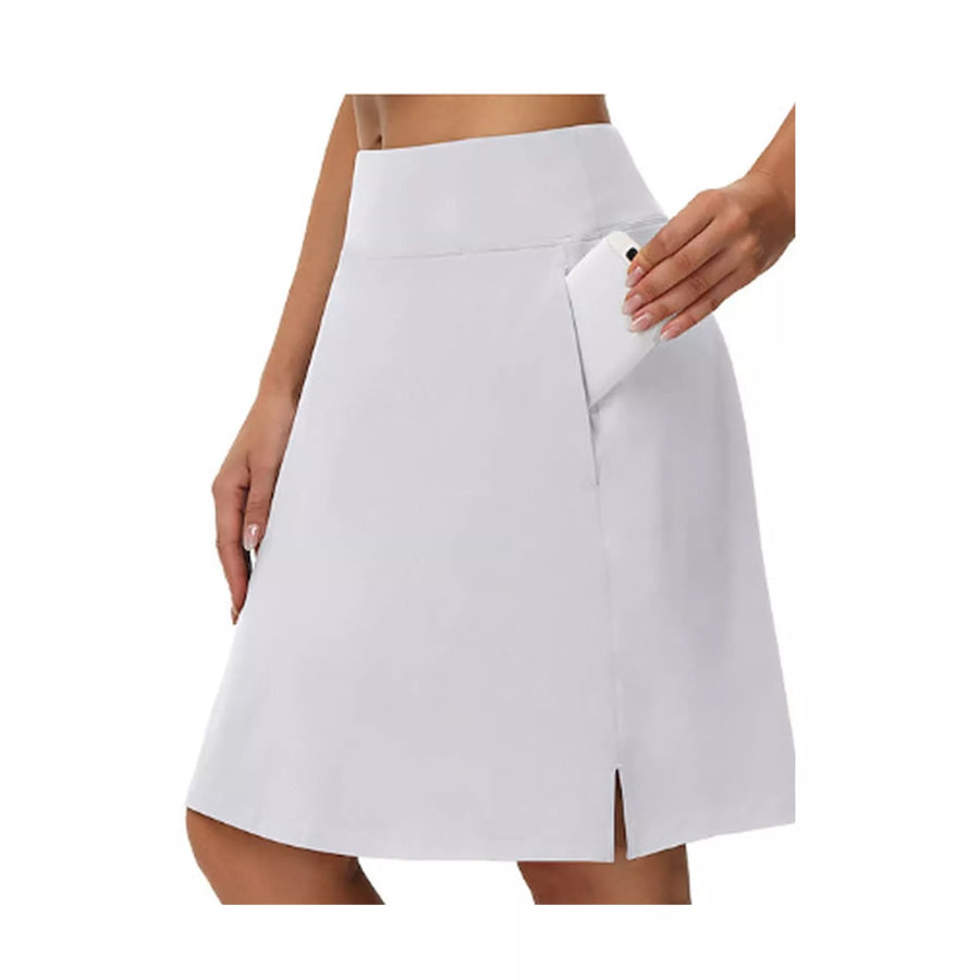Full Size High-Waisted Athletic Skort with Side Pockets Plus White / S Apparel and Accessories