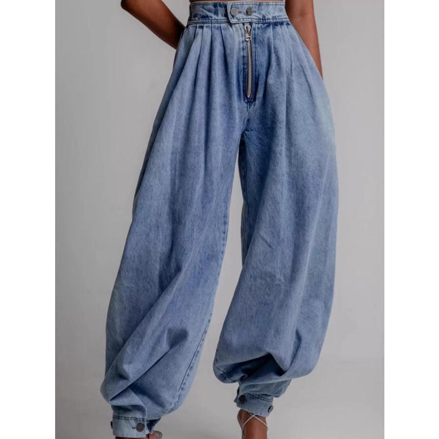 Full Size High-Waisted Balloon Leg Jeans Plus Apparel and Accessories