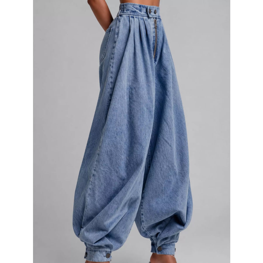 Full Size High-Waisted Balloon Leg Jeans Plus Apparel and Accessories