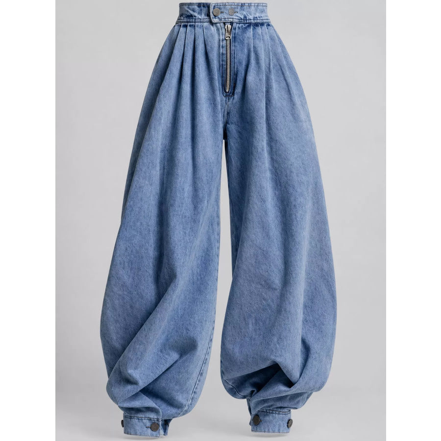 Full Size High-Waisted Balloon Leg Jeans Plus Dusty Blue / S Apparel and Accessories