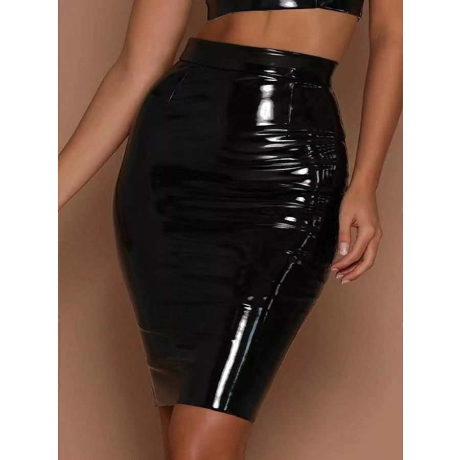 Full Size High-Waisted Bodycon Skirt Plus Black / S Apparel and Accessories