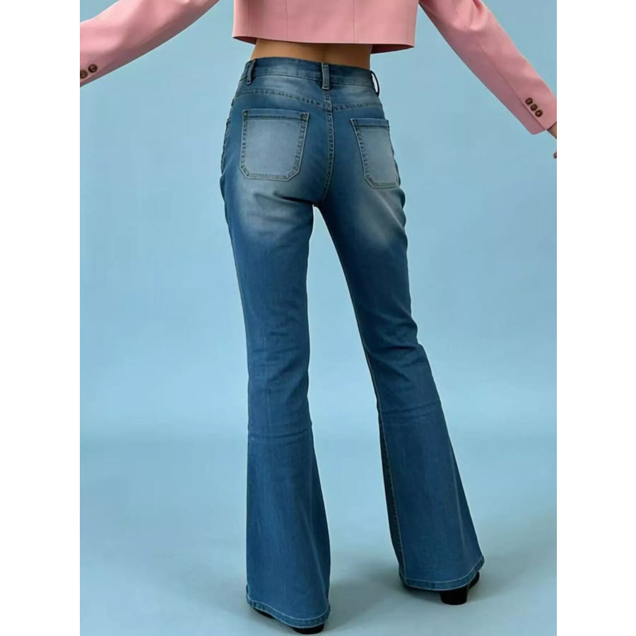 Full Size High-Waisted Button-Fly Flare Jeans Plus Size Apparel and Accessories