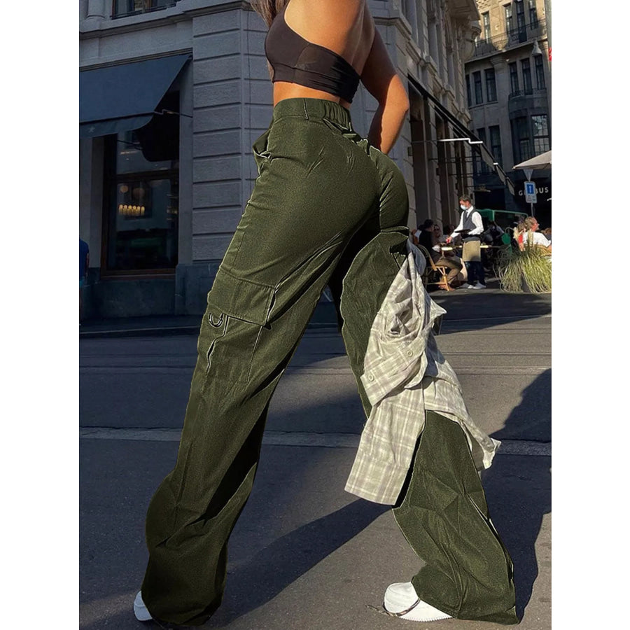 Full Size High-Waisted Cargo Pants Plus Size Apparel and Accessories