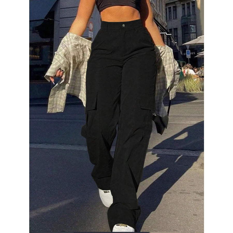 Full Size High-Waisted Cargo Pants Plus Size Black / S Apparel and Accessories