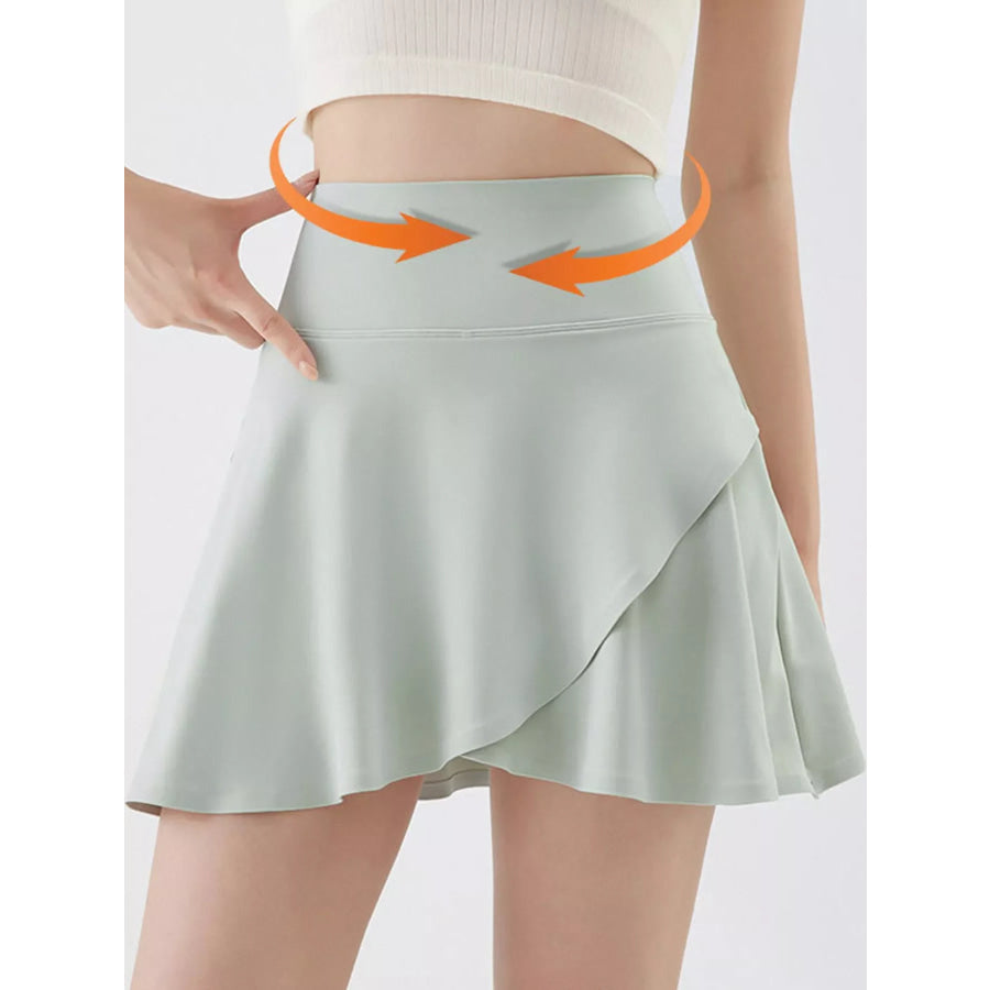 Full Size High-Waisted Flared Athletic Skirt with Breathable Performance Fabric Plus Apparel and Accessories