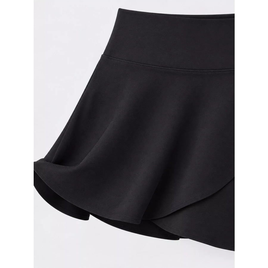 Full Size High-Waisted Flared Athletic Skirt with Breathable Performance Fabric Plus Apparel and Accessories