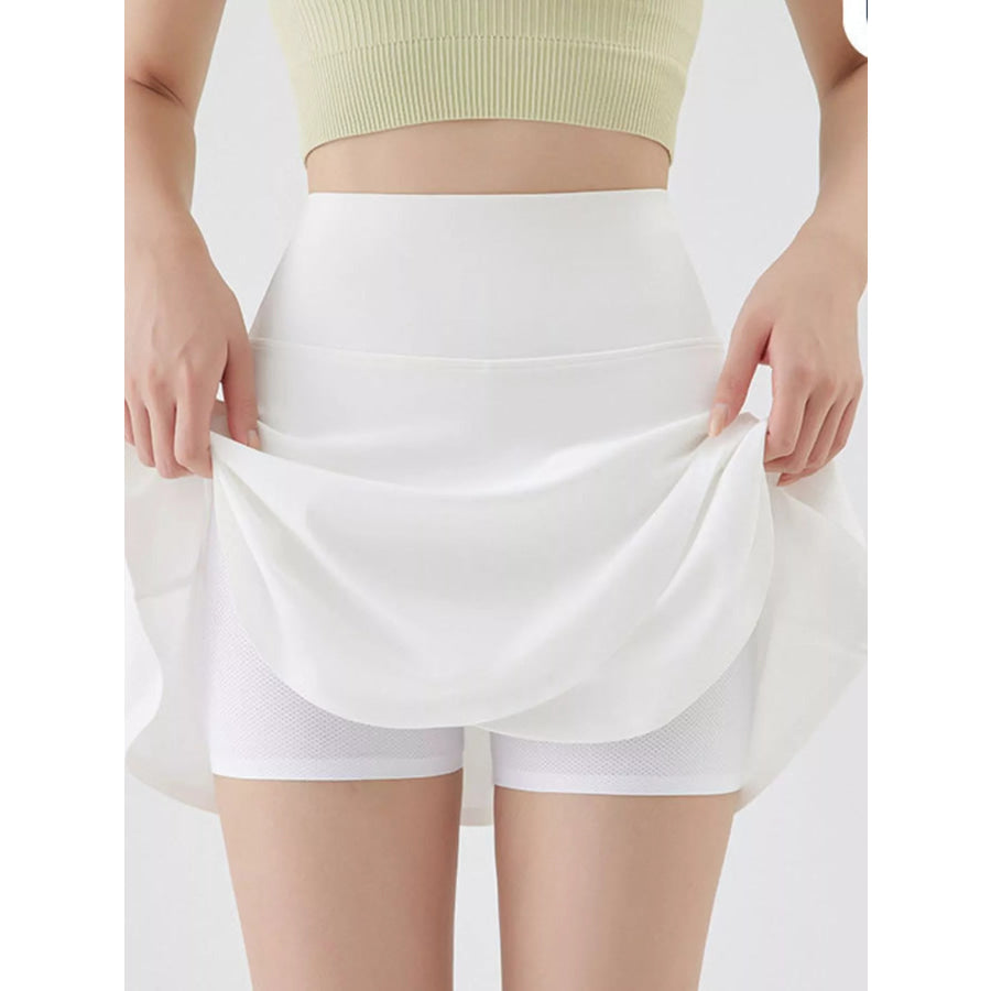 Full Size High-Waisted Flared Athletic Skirt with Breathable Performance Fabric Plus Apparel and Accessories