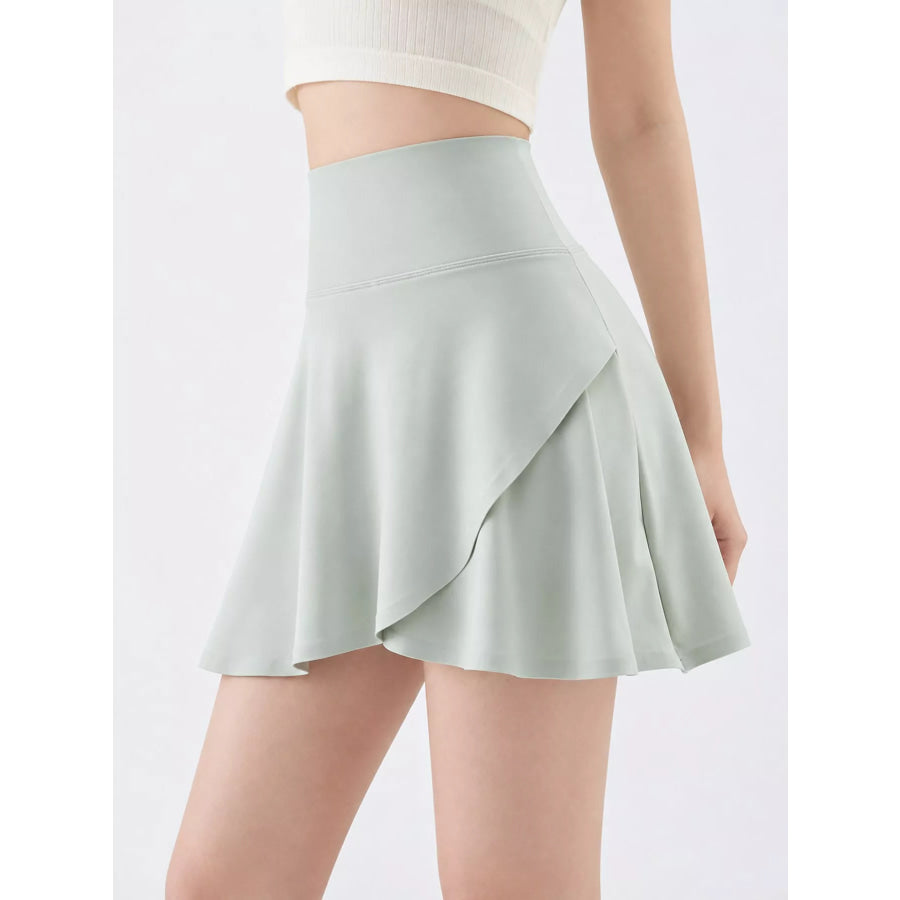 Full Size High-Waisted Flared Athletic Skirt with Breathable Performance Fabric Plus Apparel and Accessories