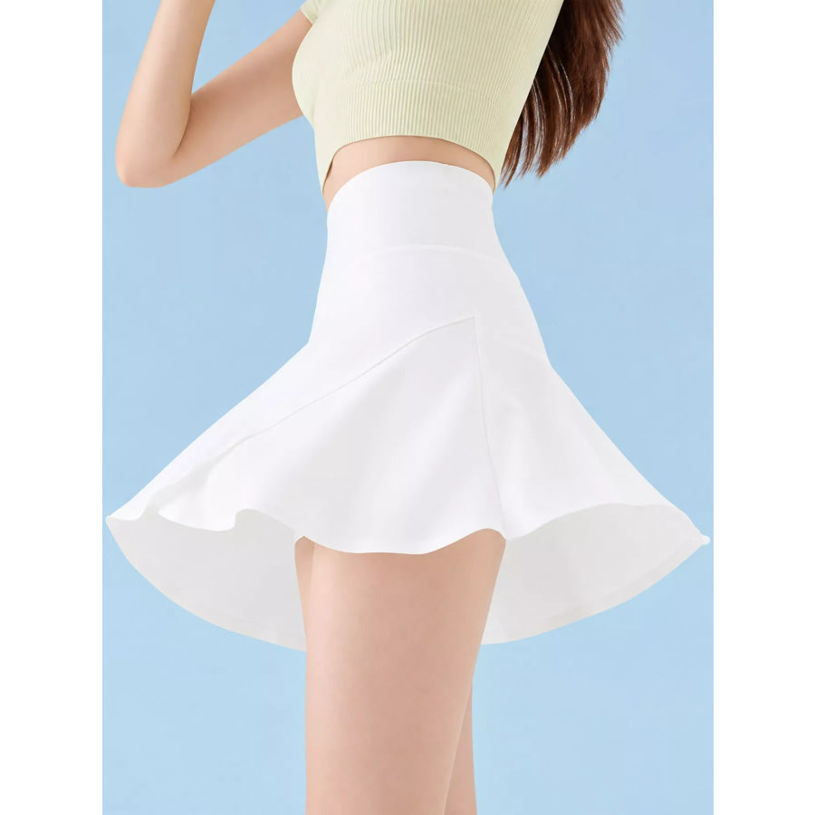 Full Size High-Waisted Flared Athletic Skirt with Breathable Performance Fabric Plus Apparel and Accessories