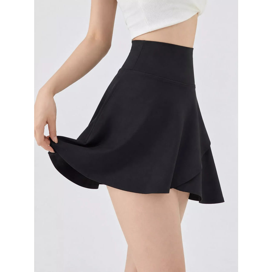 Full Size High-Waisted Flared Athletic Skirt with Breathable Performance Fabric Plus Apparel and Accessories