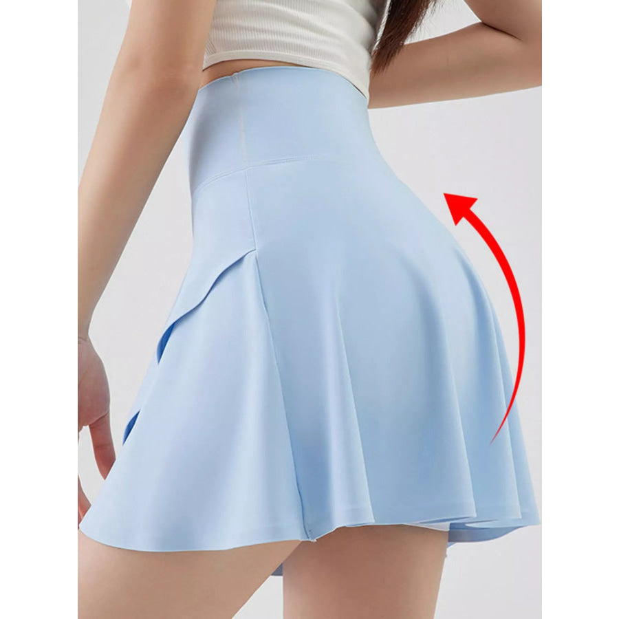 Full Size High-Waisted Flared Athletic Skirt with Breathable Performance Fabric Plus Apparel and Accessories