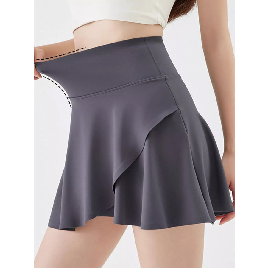 Full Size High-Waisted Flared Athletic Skirt with Breathable Performance Fabric Plus Apparel and Accessories