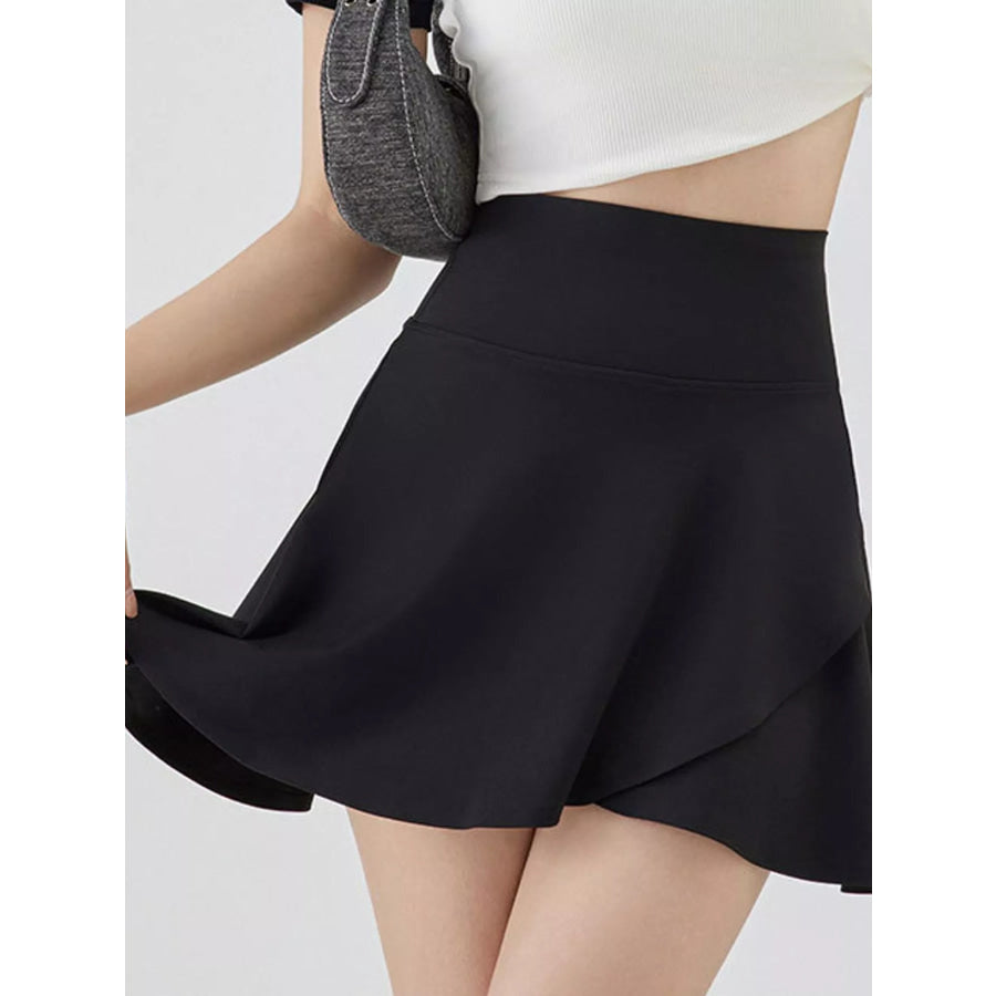 Full Size High-Waisted Flared Athletic Skirt with Breathable Performance Fabric Plus Apparel and Accessories