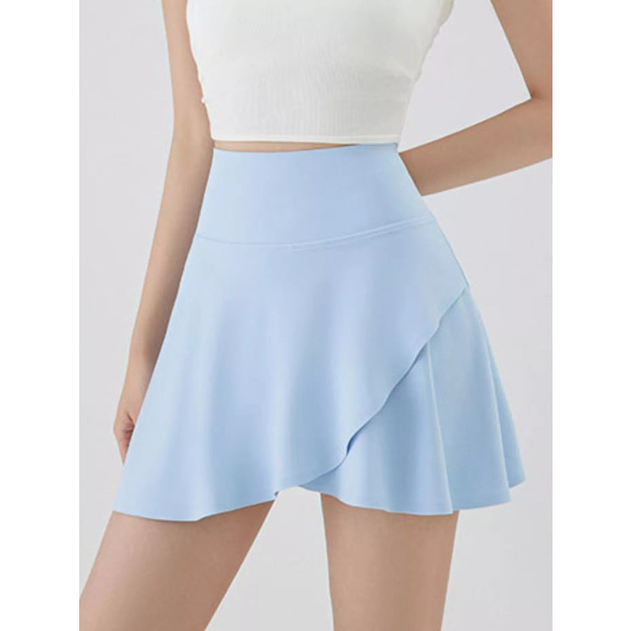 Full Size High-Waisted Flared Athletic Skirt with Breathable Performance Fabric Plus Blue - Leg-Lengthening / S Apparel and Accessories