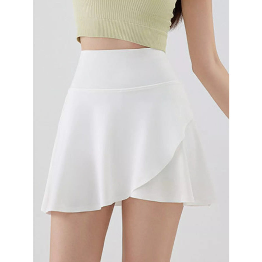 Full Size High-Waisted Flared Athletic Skirt with Breathable Performance Fabric Plus White - Leg-Lengthening / S Apparel and Accessories