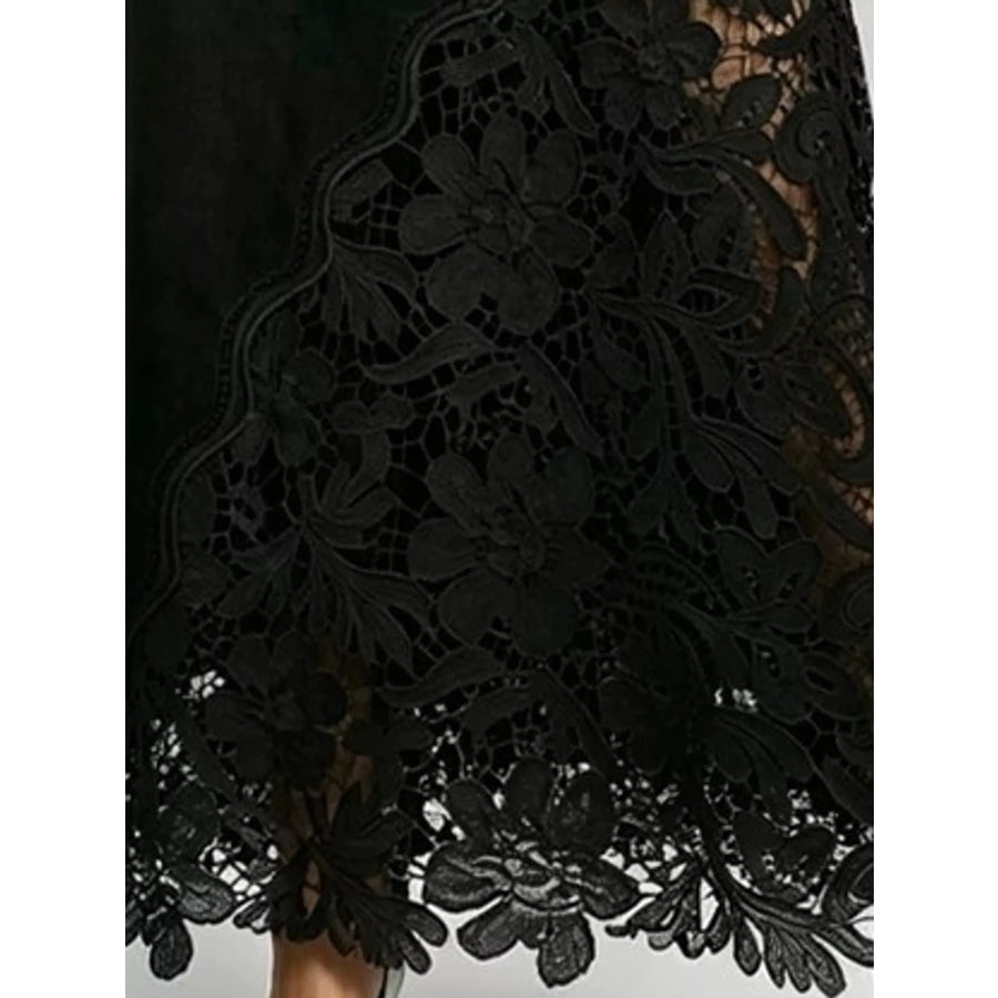 Full Size High-Waisted Lace Denim Skirt Plus Apparel and Accessories