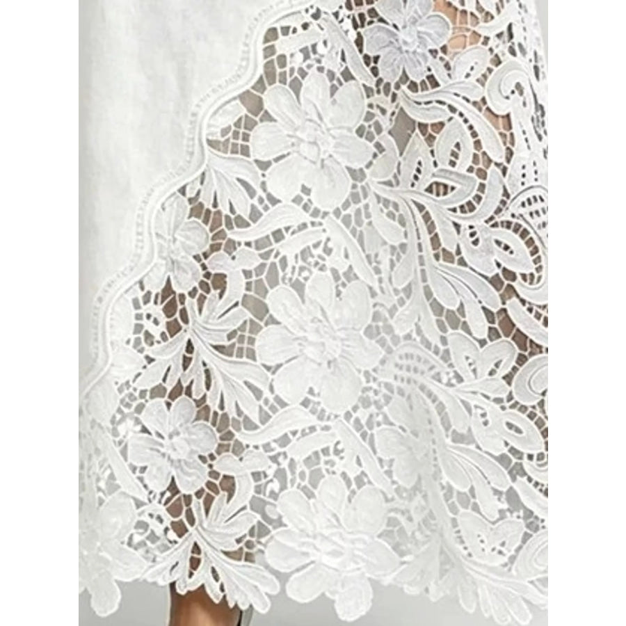 Full Size High-Waisted Lace Denim Skirt Plus Apparel and Accessories