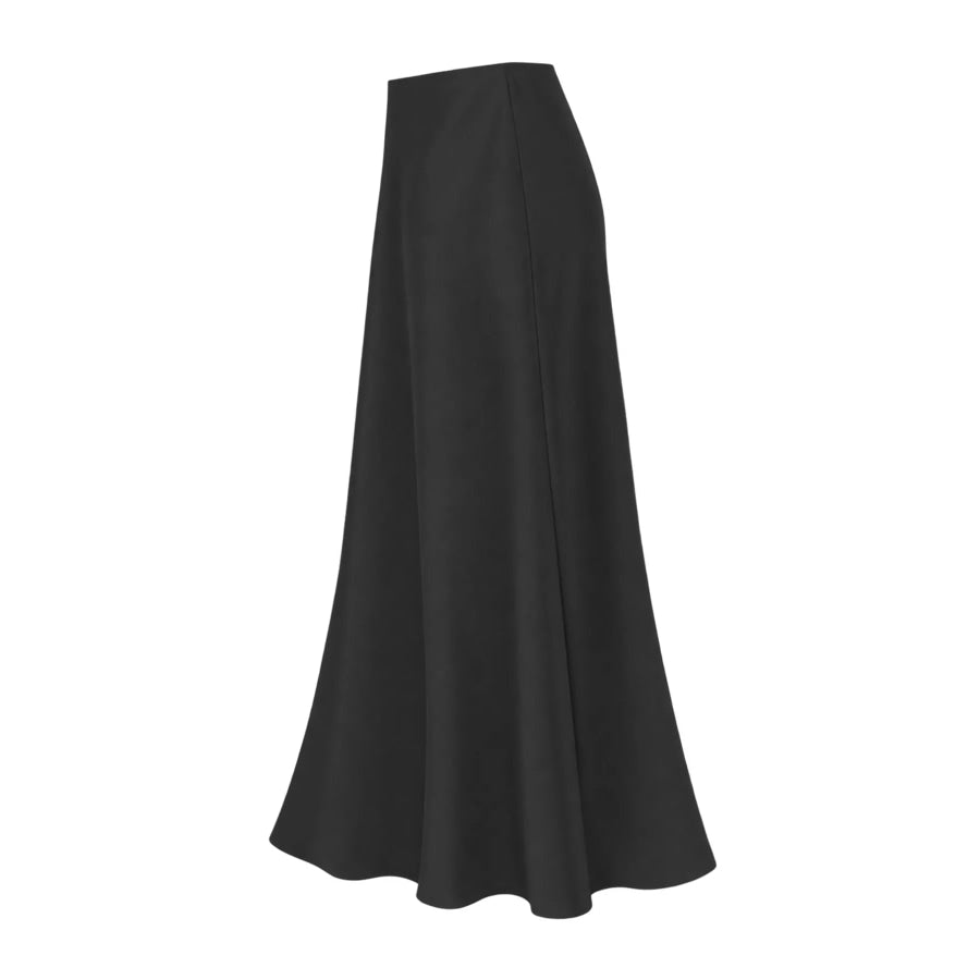 Full Size High-Waisted Satin Midi Skirt Plus Apparel and Accessories