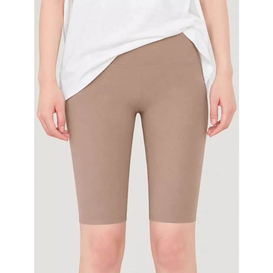 Full Size High-Waisted Seamless Compression Active Shorts Plus Cocoa / S Apparel and Accessories