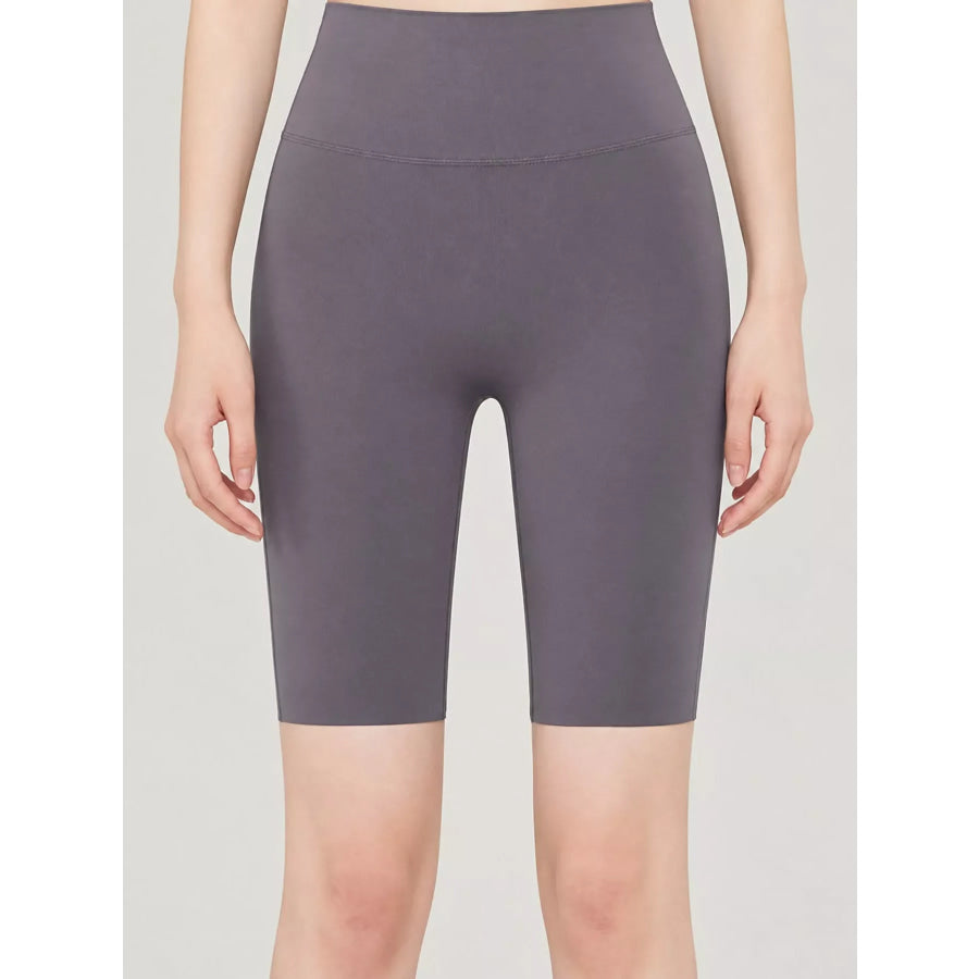 Full Size High-Waisted Seamless Compression Active Shorts Plus Gray / S Apparel and Accessories