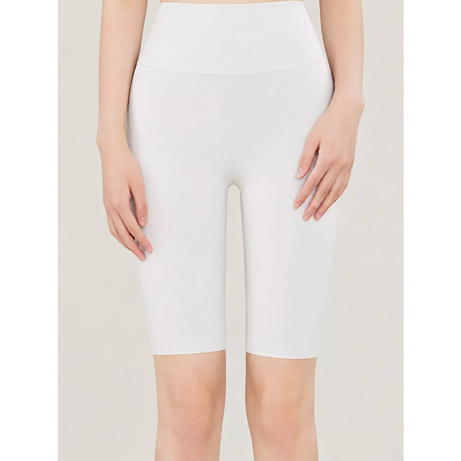 Full Size High-Waisted Seamless Compression Active Shorts Plus Ivory / S Apparel and Accessories