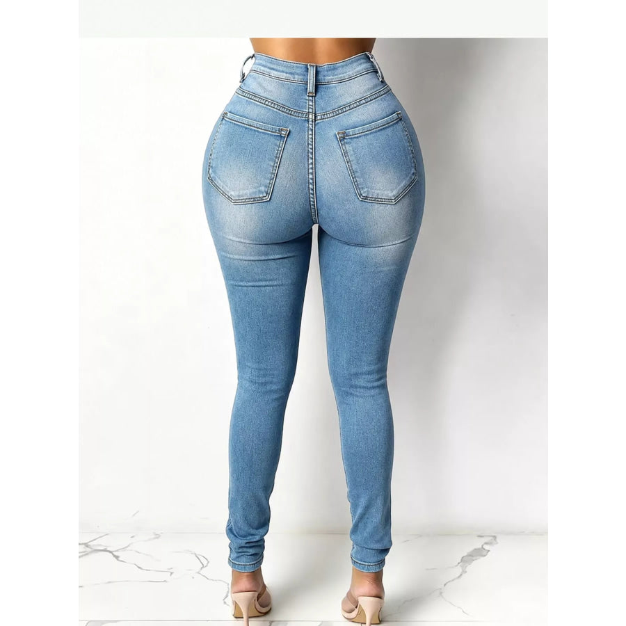 Full Size High-Waisted Skinny Jeans Plus Apparel and Accessories