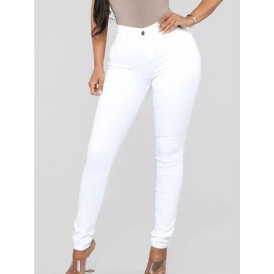 Full Size High-Waisted Skinny Jeans Plus White / S Apparel and Accessories