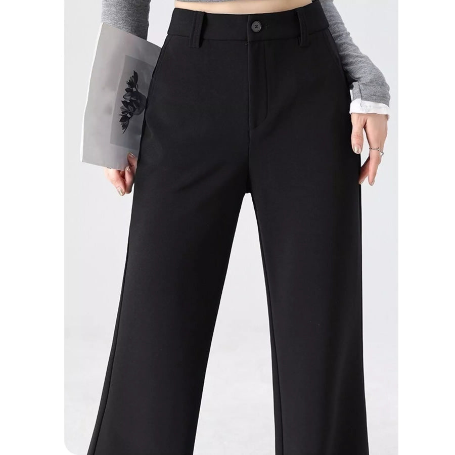 Full Size High-Waisted Slim-Fit Straight-Leg Pants Plus Apparel and Accessories