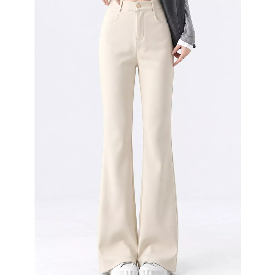 Full Size High-Waisted Slim-Fit Straight-Leg Pants Plus Apricot-Regular / S Apparel and Accessories