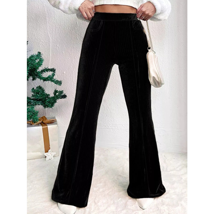 Full Size High-Waisted Velvet Flare Pants Plus Size Apparel and Accessories