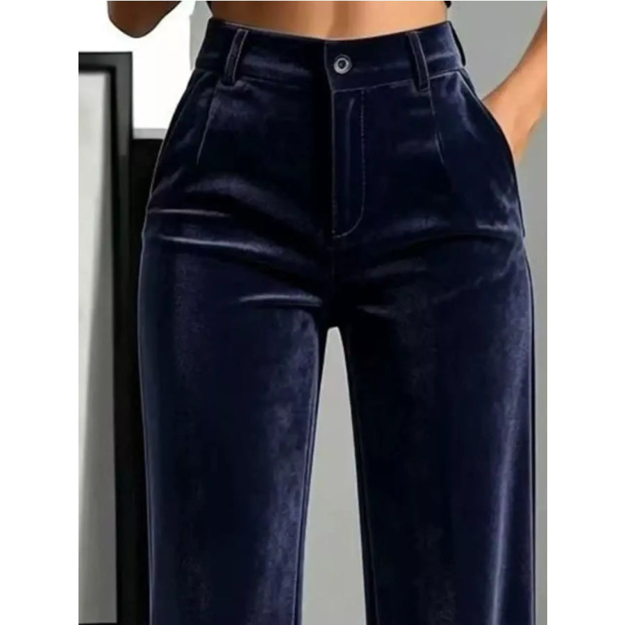Full Size High-Waisted Velvet Pants Plus Apparel and Accessories