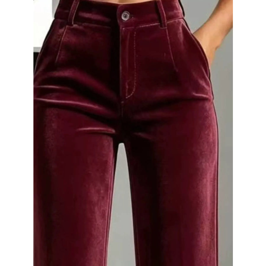 Full Size High-Waisted Velvet Pants Plus Apparel and Accessories