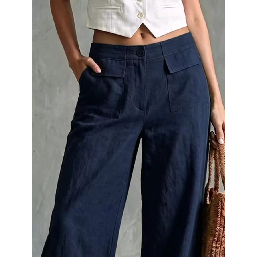 Full Size High-Waisted Wide-Leg Cargo Pants Plus Apparel and Accessories