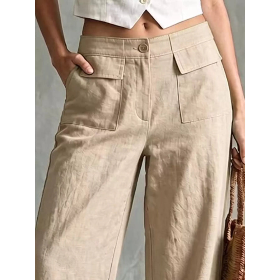 Full Size High-Waisted Wide-Leg Cargo Pants Plus Apparel and Accessories