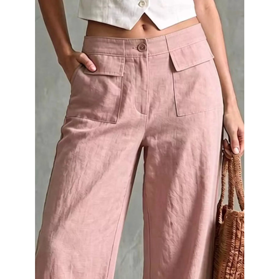 Full Size High-Waisted Wide-Leg Cargo Pants Plus Apparel and Accessories