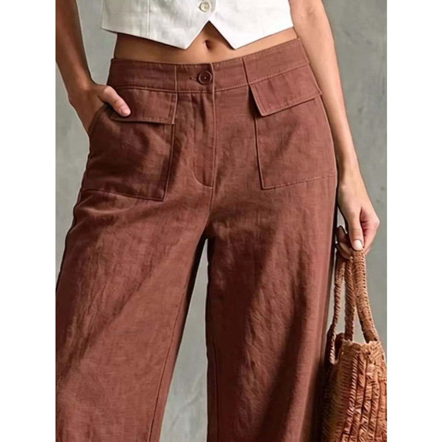 Full Size High-Waisted Wide-Leg Cargo Pants Plus Apparel and Accessories