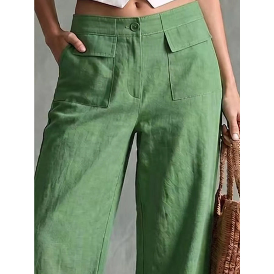 Full Size High-Waisted Wide-Leg Cargo Pants Plus Apparel and Accessories
