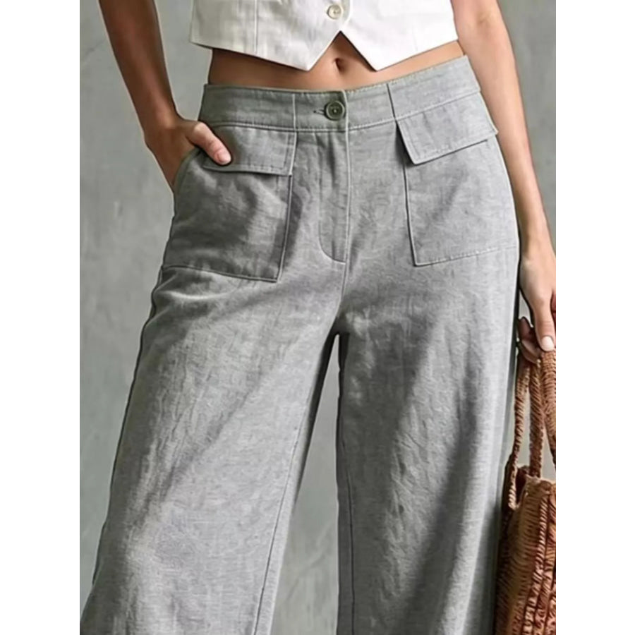 Full Size High-Waisted Wide-Leg Cargo Pants Plus Apparel and Accessories