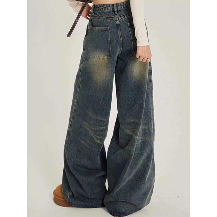 Full Size High-Waisted Wide-Leg Jeans Plus Apparel and Accessories