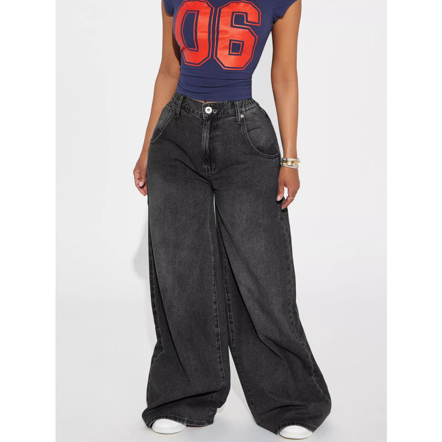 Full Size High-Waisted Wide-Leg Jeans Plus Apparel and Accessories